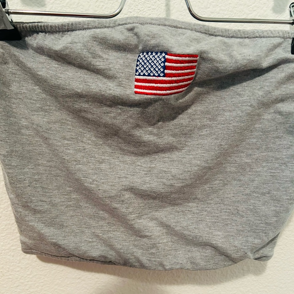 Forever 21 Gray Tank Top with American Flag Patch